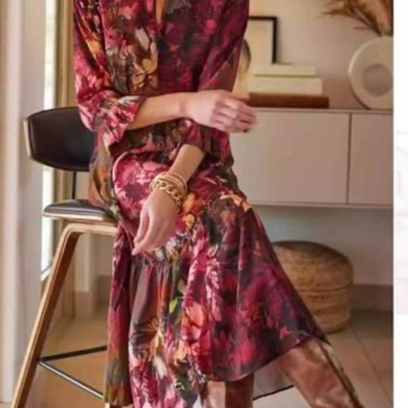 Soft Surroundings Natural Romance Dress Maxi Floral Dress Medium Boho Romantic - Picture 15 of 15